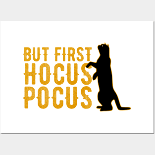 But First Hocus Pocus Black Cat Halloween Posters and Art